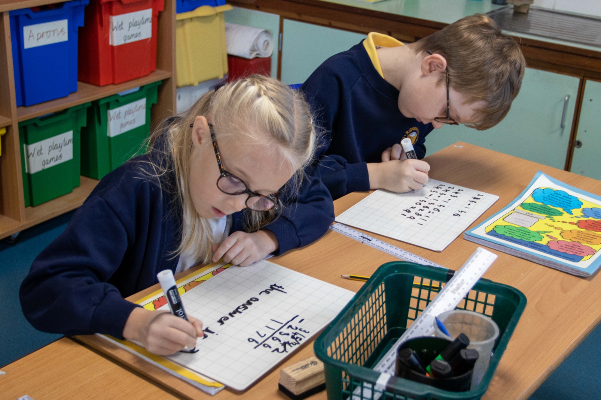 Children working on maths problems